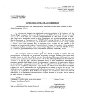 [CONTRACTOR AFFIDAVIT AND AGREEMENT]