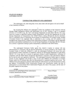 [CONTRACTOR AFFIDAVIT AND AGREEMENT]