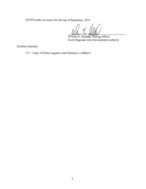 [Signed William E. Holland, Hearing Officer, South Regional Joint Development Authority]
