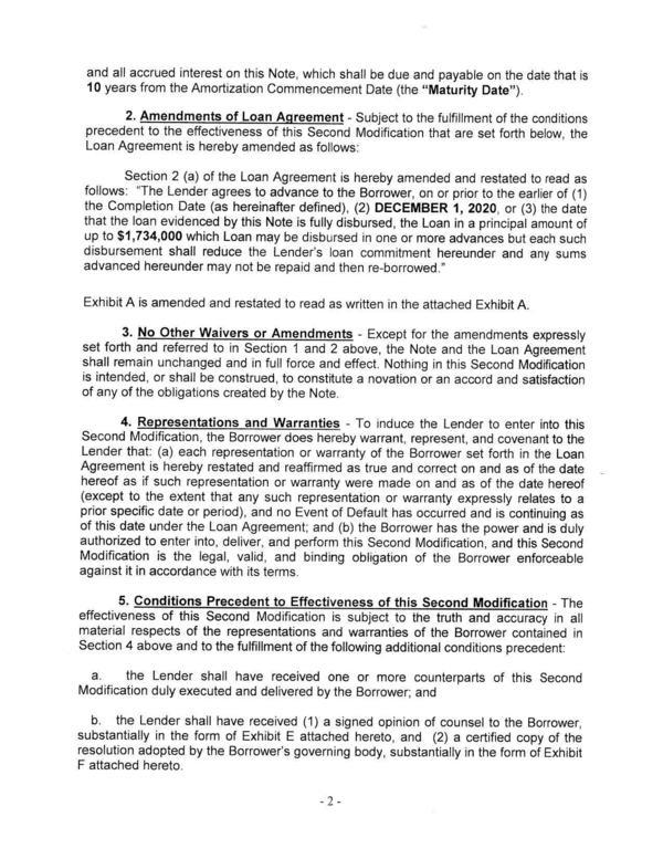 2. Amendments of Loan Agreement