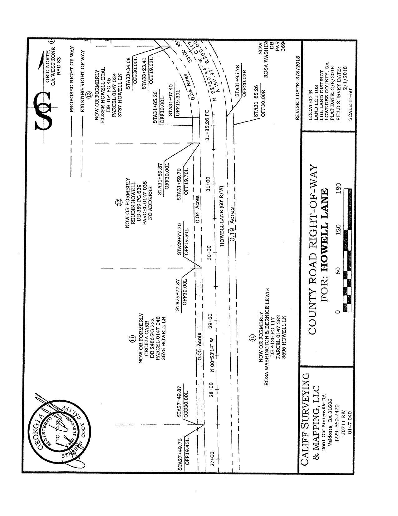 Survey plat: County Road Right of Way for Howelll Lane