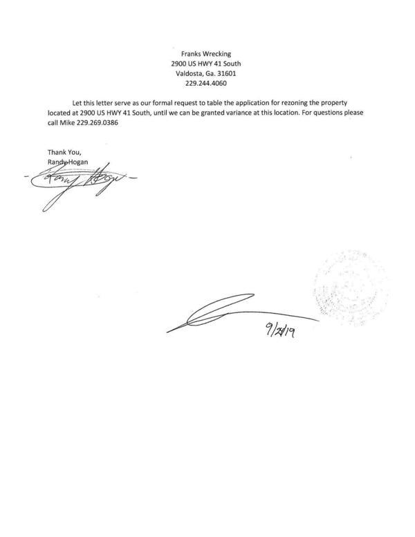 Request to table, Randy Hogan