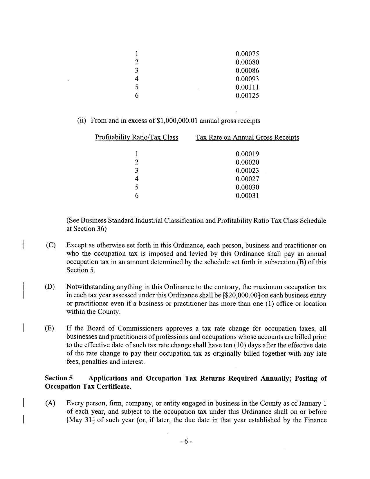 Section 5 Applications and Occupation Tax Returns Required Annually