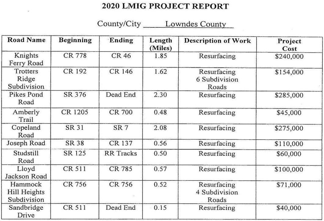 2020 LMIG Project Report