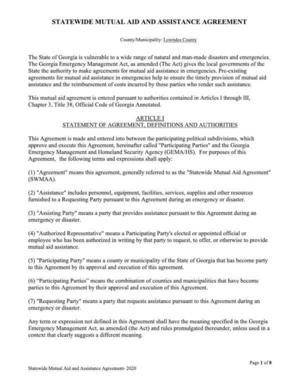 [STATEWIDE MUTUAL AID AND ASSISTANCE AGREEMENT]