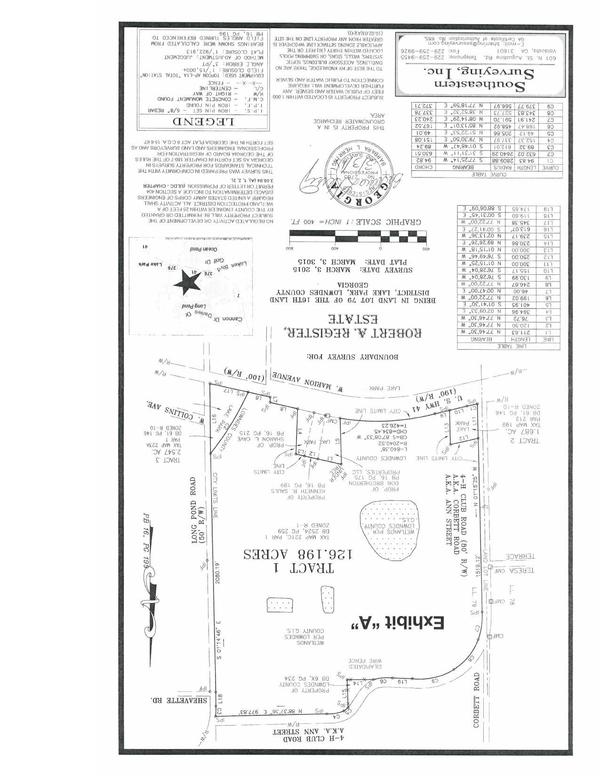 Exhibit A: Survey: Robert A. Register Estate