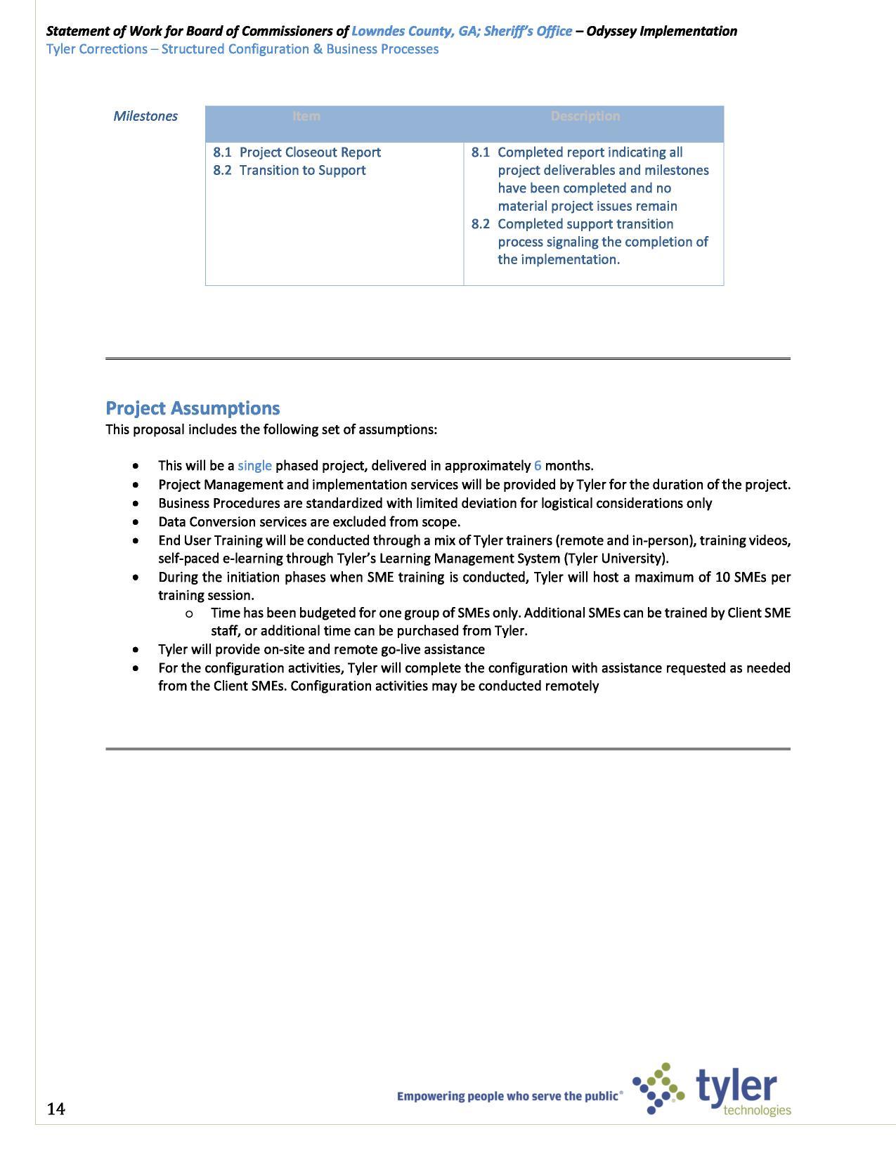 e Tyler will provide on-site and remote go-live assistance