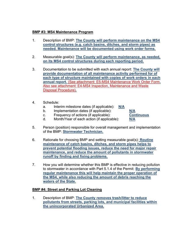 BMP #3: MS4 Maintenance Program; BMP #4: Street and Parking Lot Cleaning