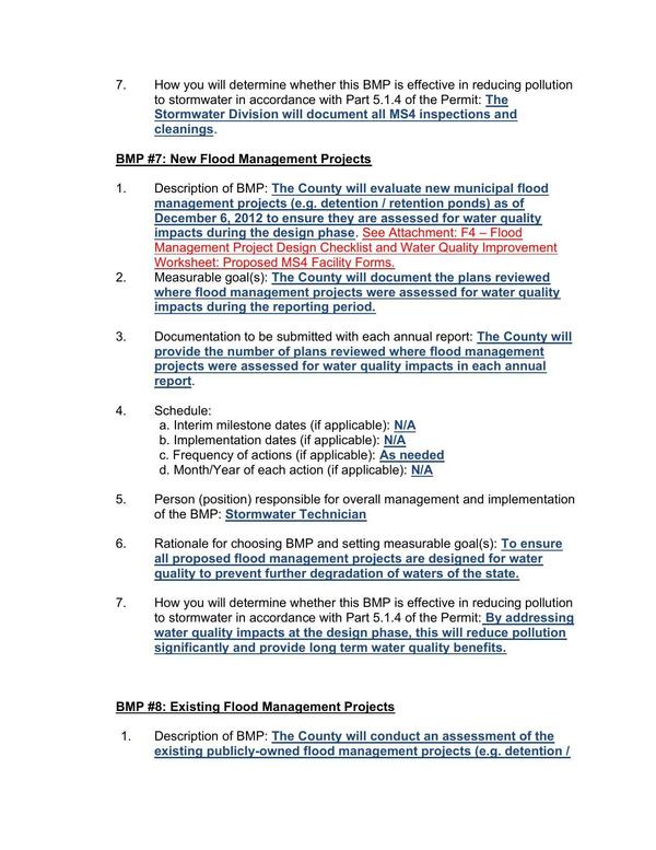 BMP #7: New Flood Management Projects; BMP #8: Existing Flood Management Projects