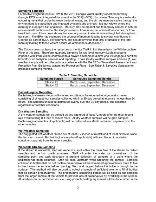 For trophic weighted residue (TWR), the 2018 Georgia Water Quality report prepared by Georgia EPD as an integrated document in the 305(b)/303(d) list, states “Mercury is a naturally occurring metal that cycles between the land, water, and the air. As mercury cycles through the