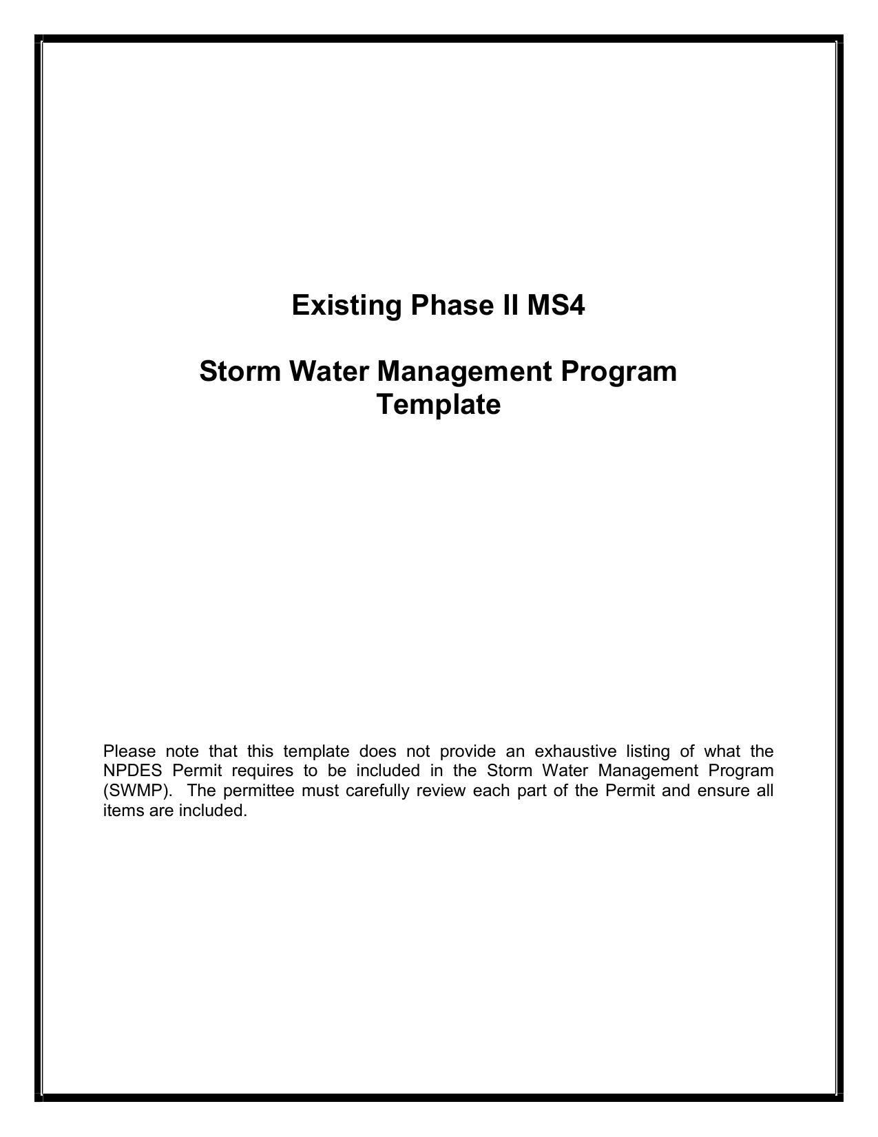 Existing Phase II MS4 Storm Water Management Program Template