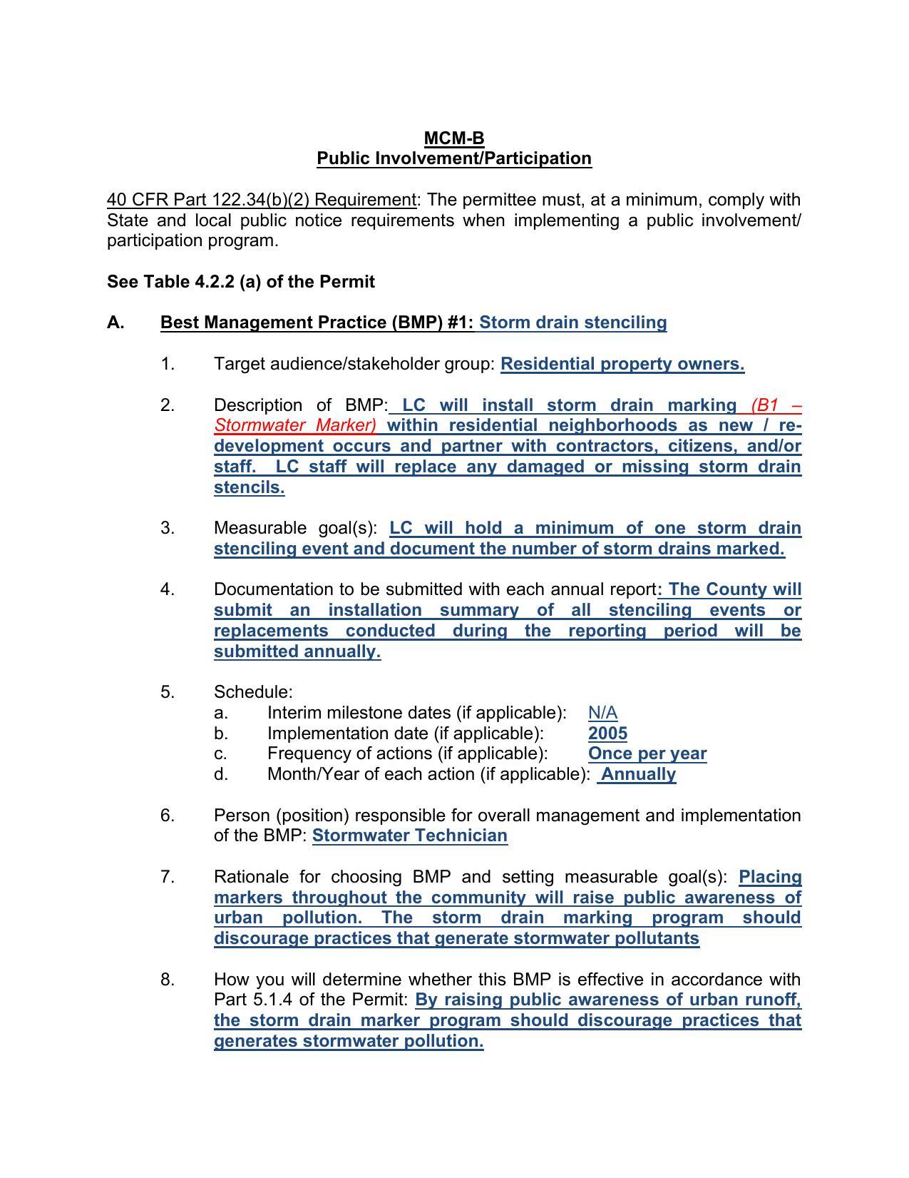 State and local public notice requirements when implementing a public involvement/participation program.