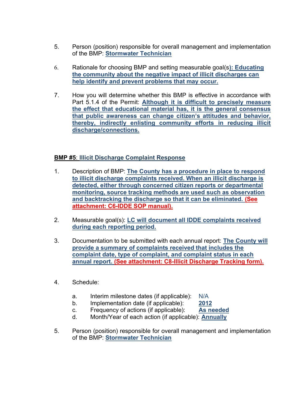 BMP #5: Illicit Discharge Complaint Response