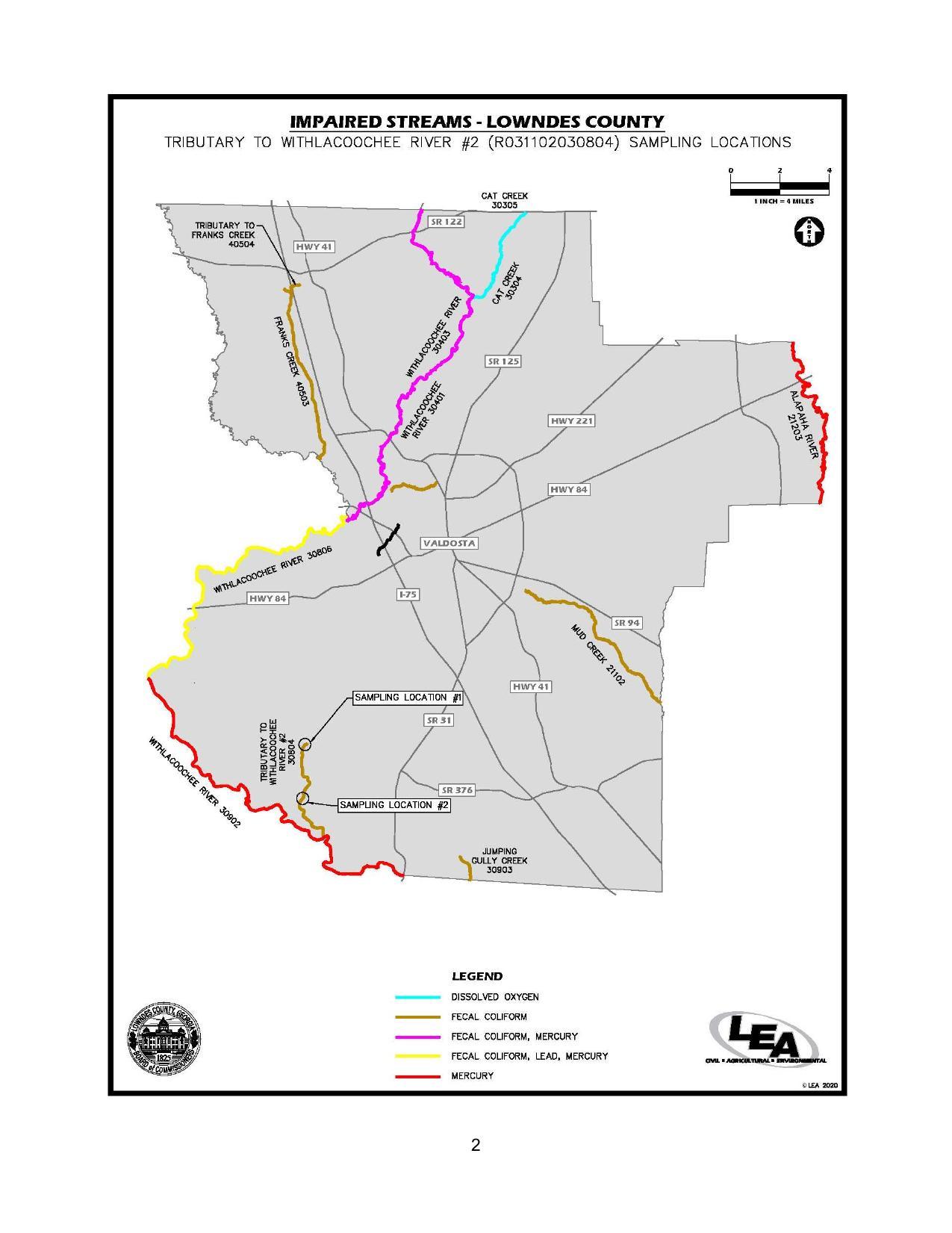 Map: TRIBUTARY TO WITHLACOOCHEE RIVER #2 (R031102030804) SAMPLING LOCATIONS