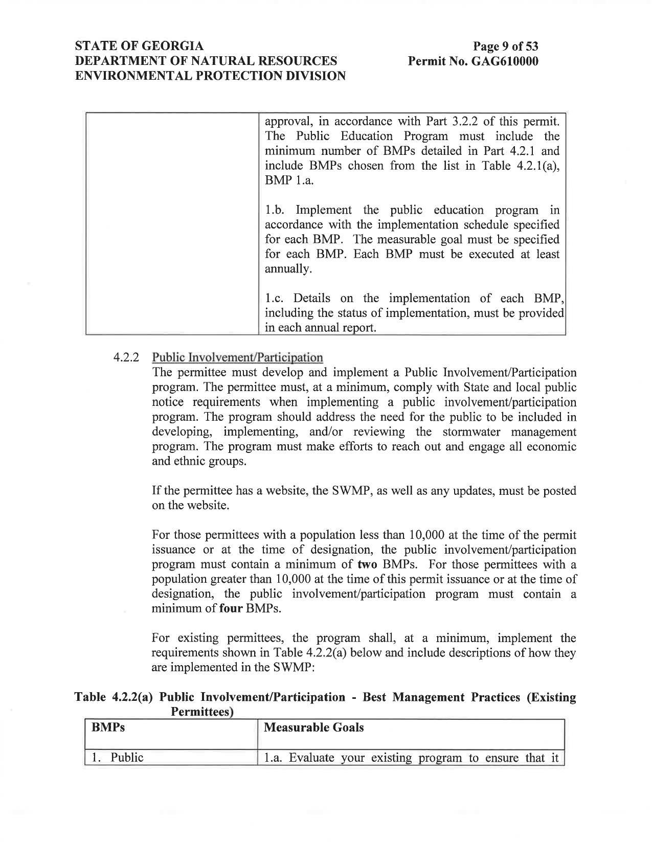 minimum number of BMPs detailed in Part 4.2.1 and