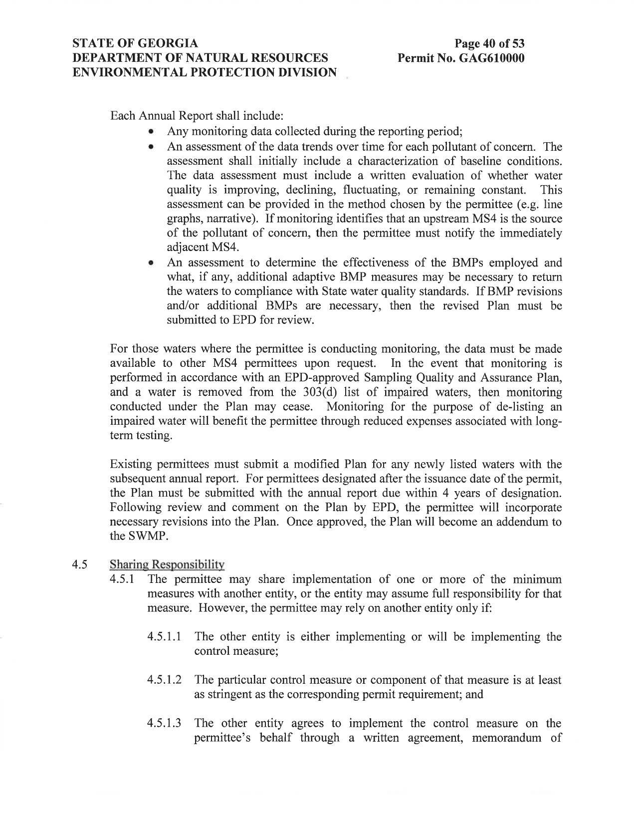 and a water is removed from the 303(d) list of impaired waters, then monitoring