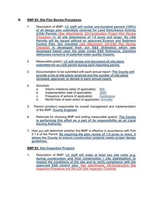 [B. BMP #2: Site Plan Review Procedures; BMP #3: Site Inspection Program]