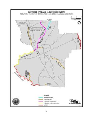 [Map: TRIBUTARY TO FRANKS CREEK (R031102040504) SAMPLING LOCATIONS]