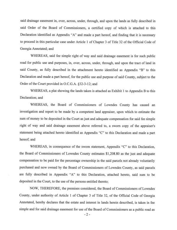 Declaration of Taking (2 of 3)