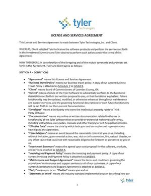 [LICENSE AND SERVICES AGREEMENT --Tyler Technologies]