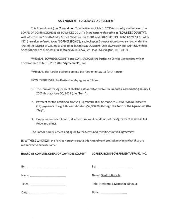 AMENDMENT TO SERVICE AGREEMENT