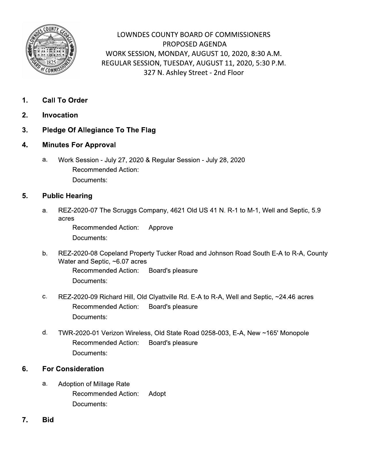 PROPOSED AGENDA