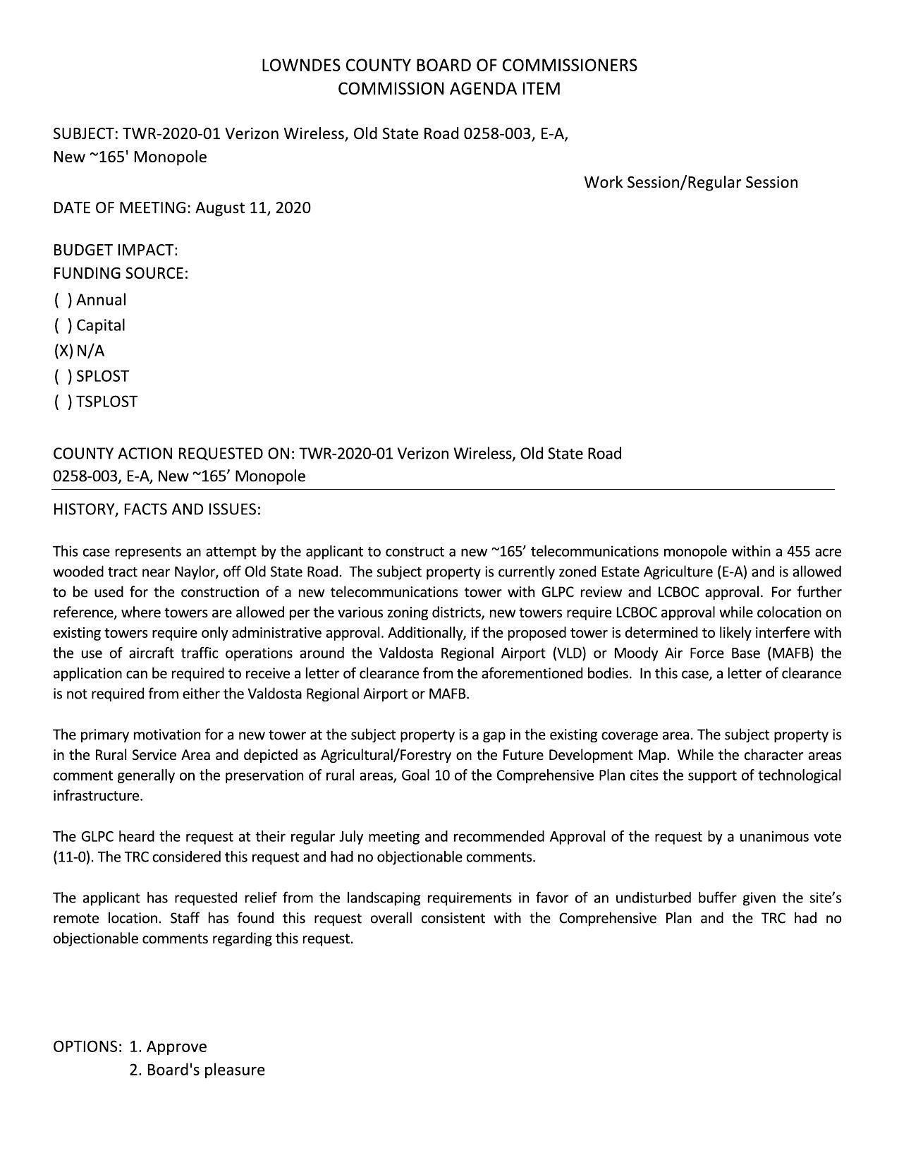 In this case, a letter of clearance is not required from either the Valdosta Regional Airport or MAFB.