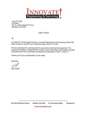 [Letter of Intent, Cody Califf, Innovate! E&S on behalf The Scruggs Company]