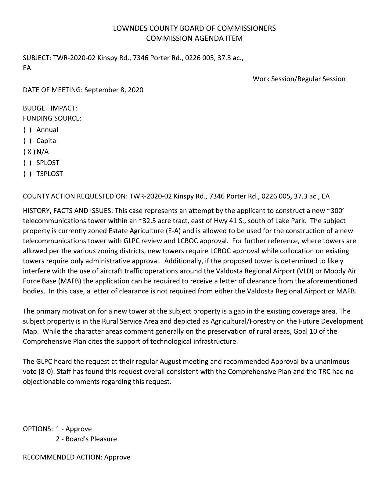 GLPC for 8:0; staff & TRC for. A gap in coverage area by whom?