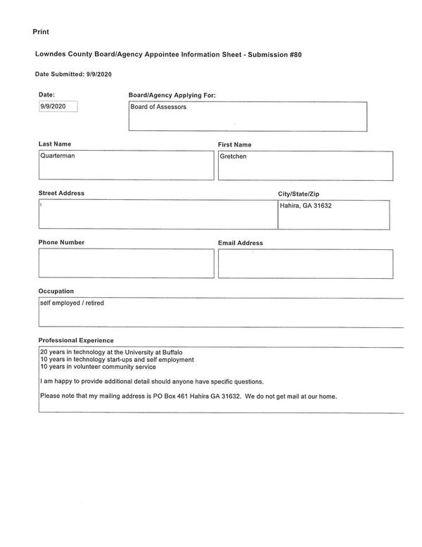 Gretchen Quarterman application