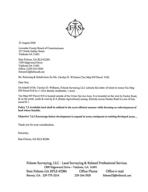 Rezoning request by Stan Folsom for Ms. Carolyn D. Williams