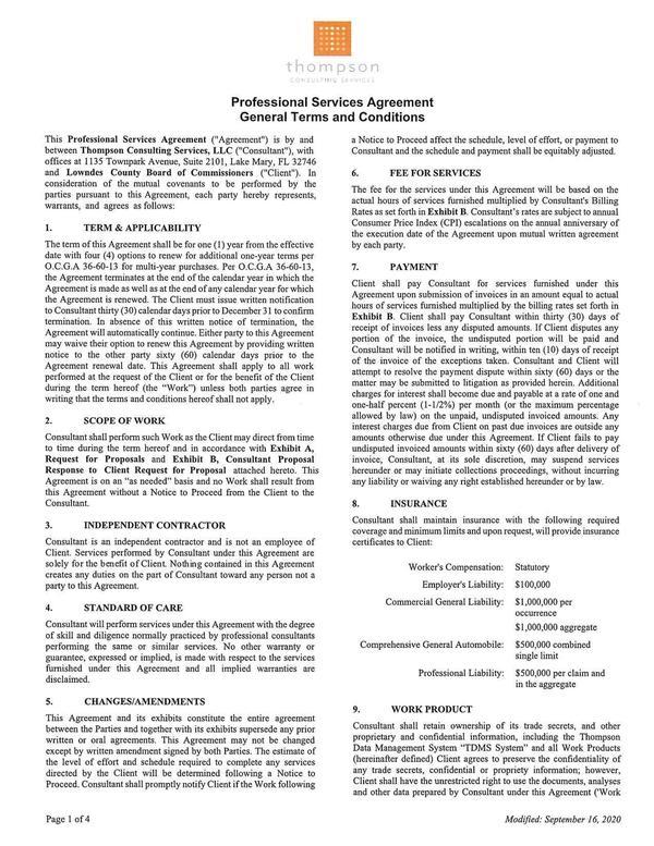 Thompson Consulting Professional Services Agreement