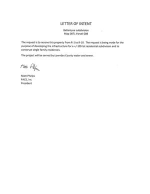 [Letter of Intent, Matt Phelps, PACE, Inc., President]