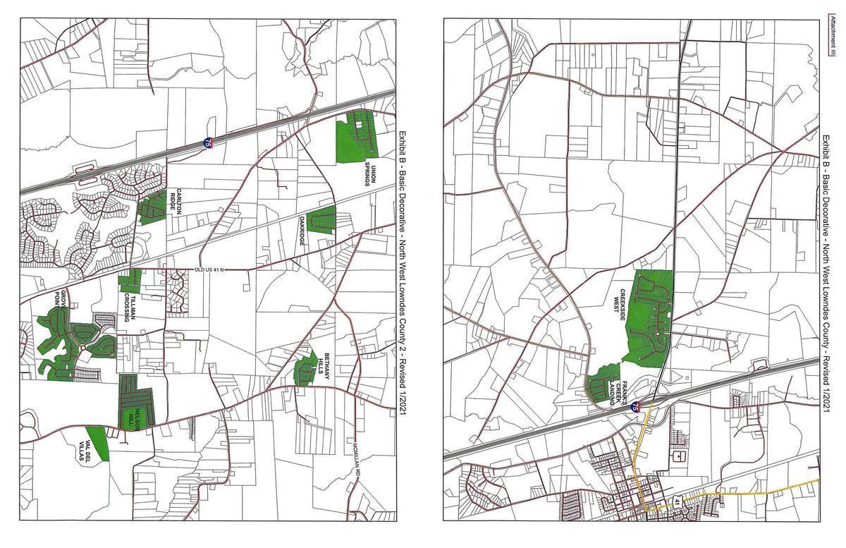 Subdivisions in northwest Lowndes County, GA