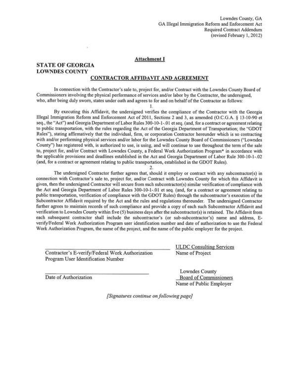 CONTRACTOR AFFIDAVIT AND AGREEMENT