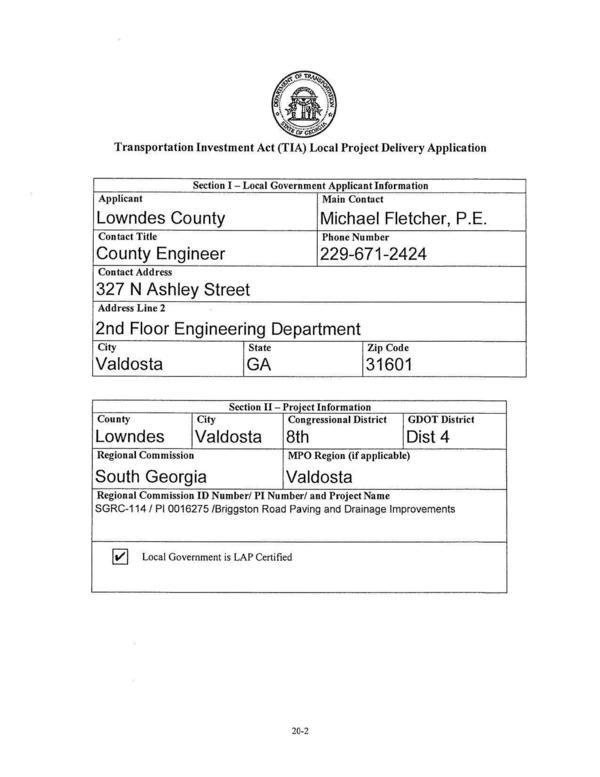 Section I - Local Government Applicant Information