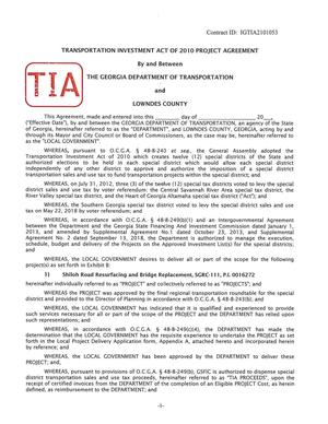 [TRANSPORTATION INVESTMENT ACT OF 2010 PROJECT AGREEMENT]