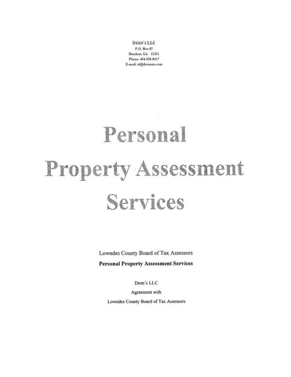Contractor, personal property digest, Board of Assessors