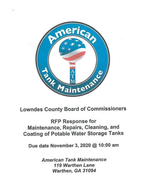 seven year contract for maintenance, repairs, cleaning, and coating of Lowndes County's potable water tanks.