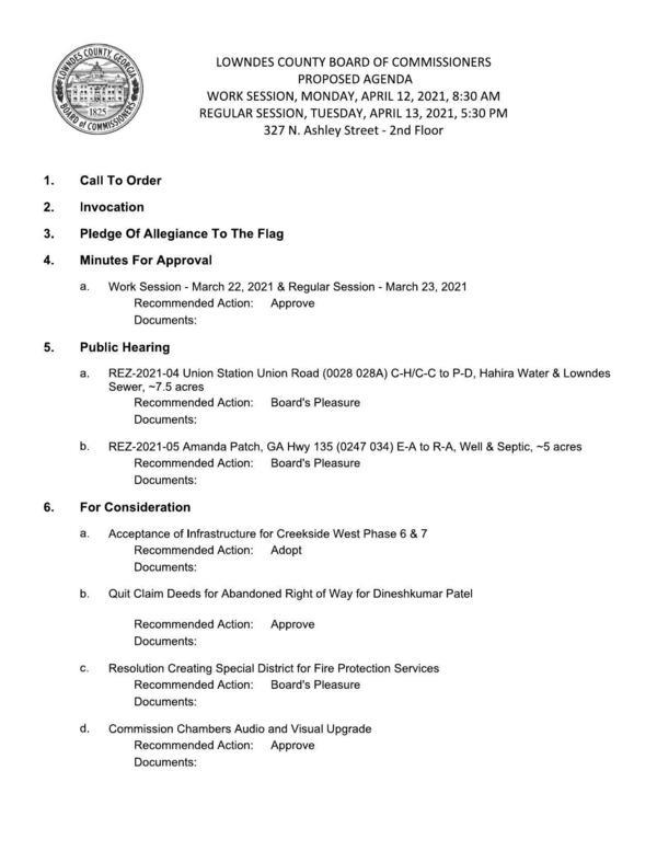 PROPOSED AGENDA