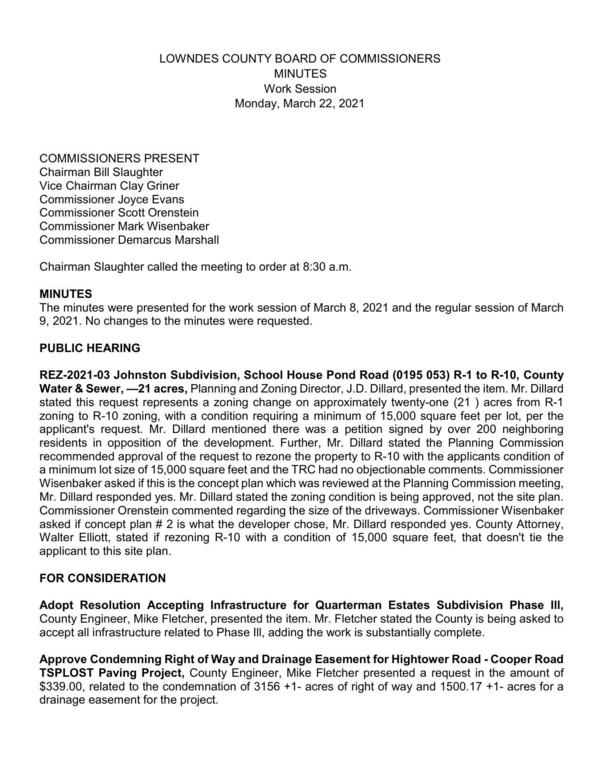 REZ-2021-03 Johnston Subdivision, School House Pond Road (0195 053) R-1 to R-10, County