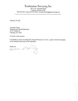 [Request, Barbara L. Hersey, Southeastern Surveying, Inc.]