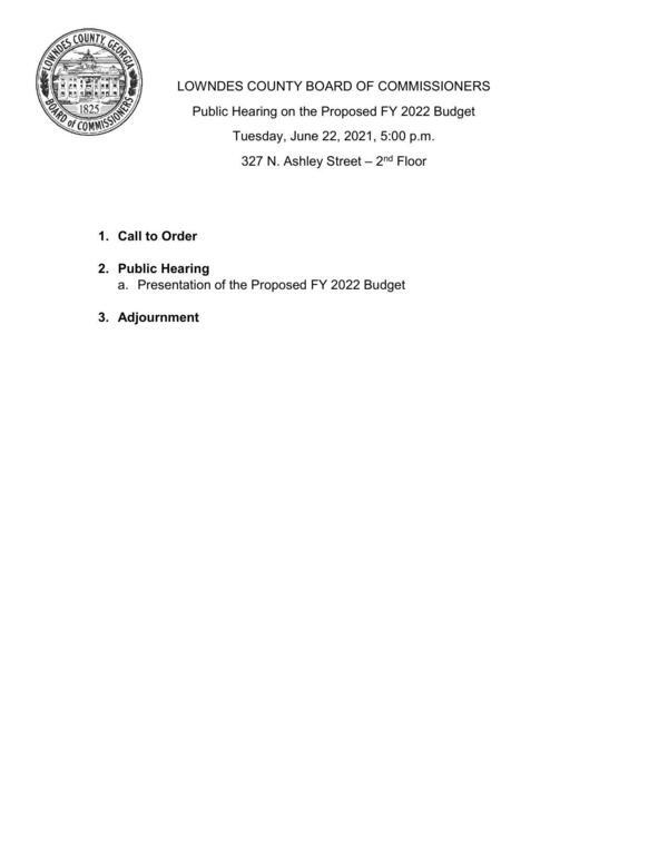[Public Hearing on the Proposed FY 2022 Budget]