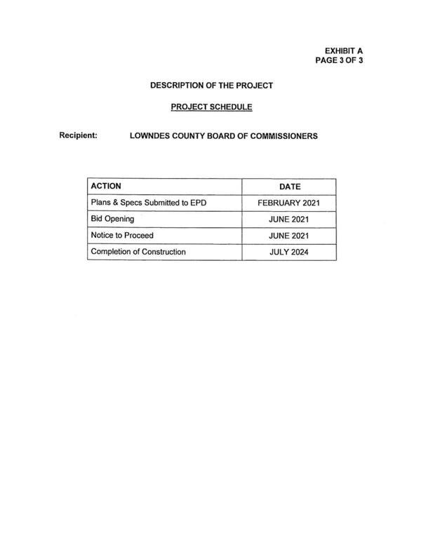 Project Schedule: Notice to Proceed JUNE 2021