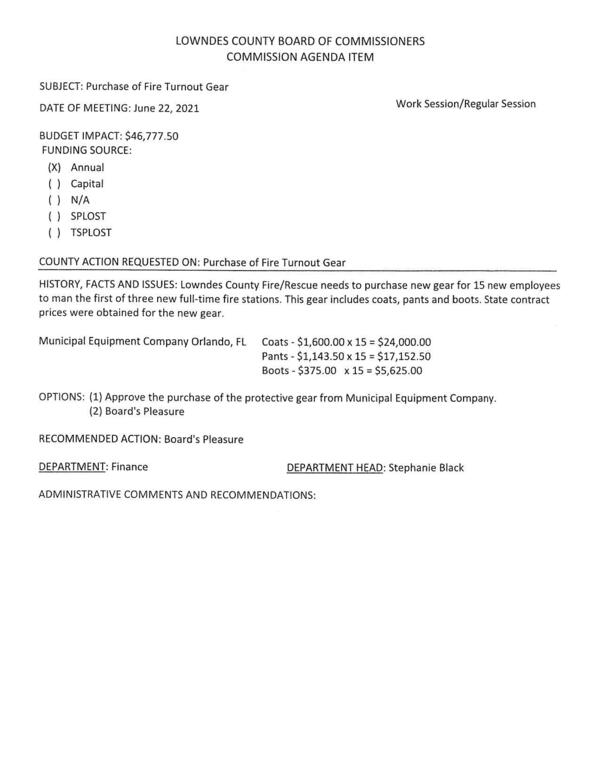 BUDGET IMPACT: $46,777.50, Municipal Equipment Company, Orlando, FL