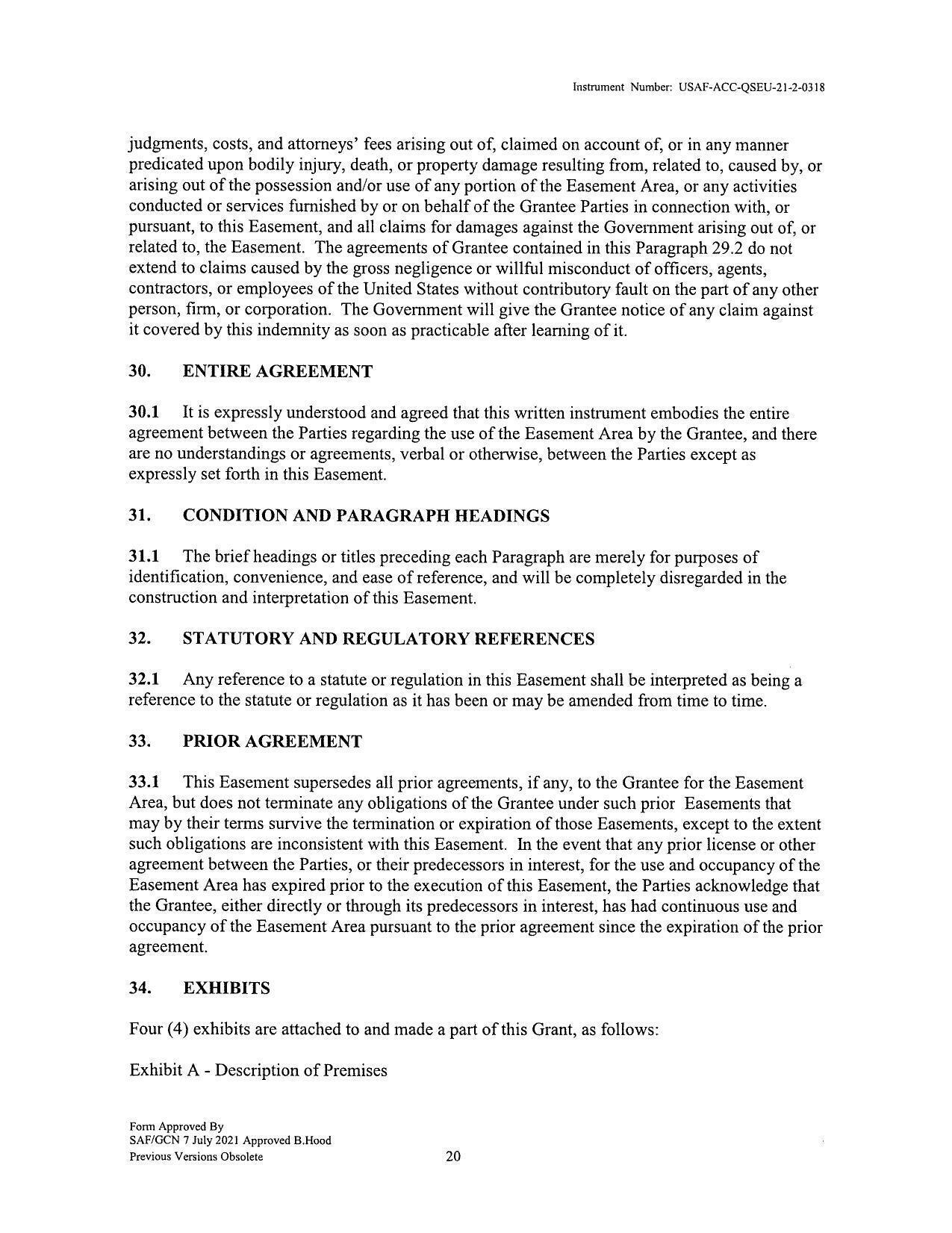 person, firm, or corporation. The Government will give the Grantee notice of any claim against