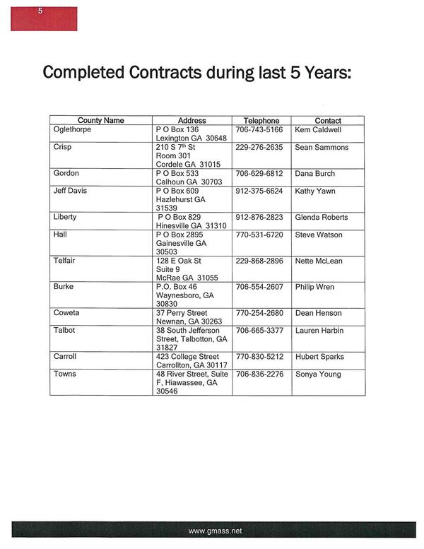 Completed Contracts during last 5 Years