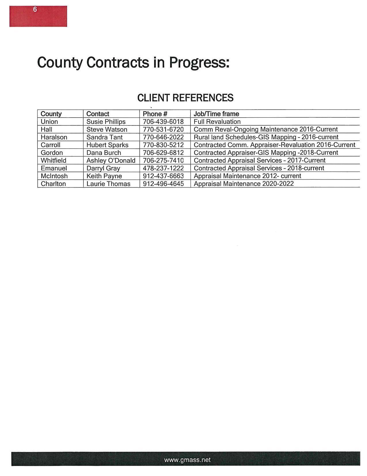 County Contrcts in Progress
