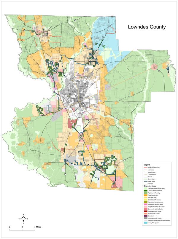 Unfinished Lowndes County Character Area Map, courtesy Lowndes County Planner JD Dillard