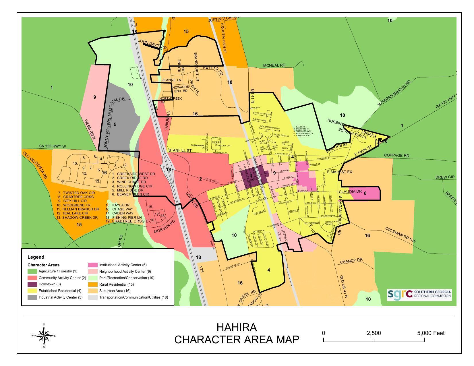 Hahira Character Area Map, courtesy Elizabeth Backe, SGRC